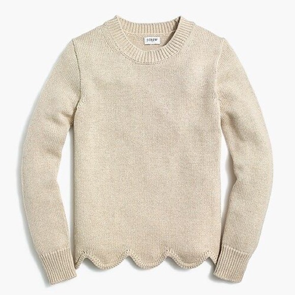 J. Crew Factory Sweaters - J Crew Factory Scalloped Hem Cream Sweater XS